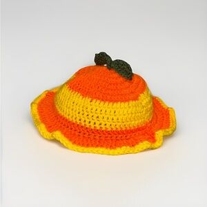 Handmade Crochet Orange / Carrot Bucket Hat Cottagecore Festival NWT